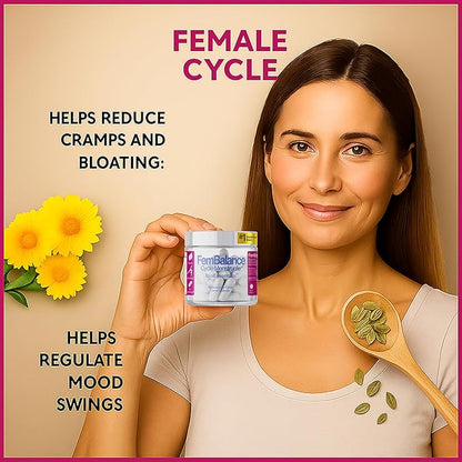FemBalance® – Women’s Hormone Balance Supplement for PMS Support & Menstrual Cramp Relief - Ashwagandha, Magnesium & Chamomile for Hormonal Balance, Mood & Energy – 90 Vegan Capsules
