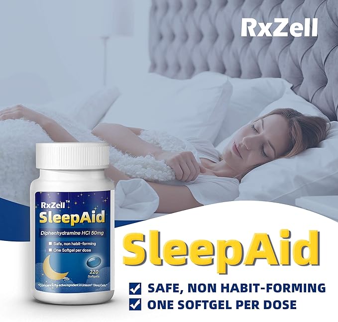 Sleep Aid, Diphenhydramine 50mg, Easy-to-Swallow Softgels, Supports Deeper Restful Sleeping, Non Habit-Forming (220 Counts)