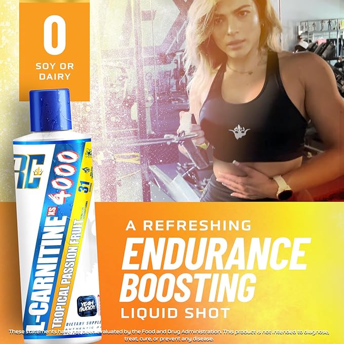 Ronnie Coleman Signature Series L-Carnitine XS 4000 Liquid, Stimulant Free, Sugar Free, Zero Carbs, Dietary Supplement for Men & Women, 16 oz (Tropical Passion Fruit)