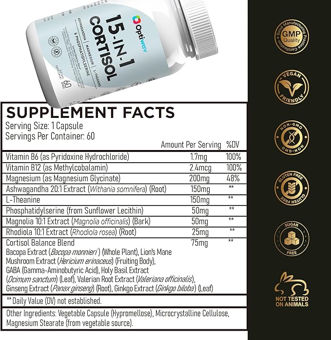 Cortisol Detox Supplement for Women Men - Control & Lowering High Cortisol Level - Balance Calm Stress Relief Cleanse Adrenal Health Support - Magnesium Ashwagandha Cortisol Blocker Reducer