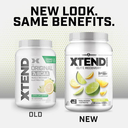 Xtend Original BCAA Powder, 7g BCAAs and 2.5g L-Glutamine for Muscle Recovery Hydration and Lean Muscle, Sugar Free Intra and Post Workout Drink with Electrolytes, Lemon Lime Squeeze, 90 Servings