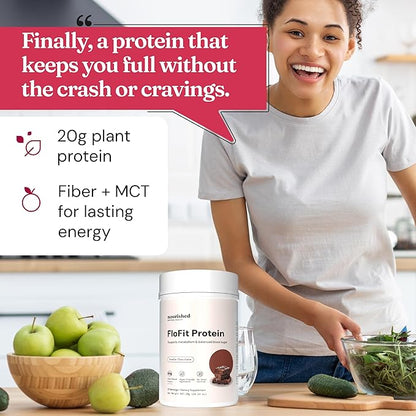 Nourished Natural Health FloFit Pea Protein Powder - Hormone Balance for Women - Vegan Plant Based Protein with Low Carbs - Acne Friendly, Cycle Friendly, Easy to Digest - Gluten-Free, Caffeine-Free