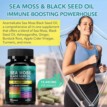 Ashwagandha Sea Moss Black Seed Oil 60 Grain