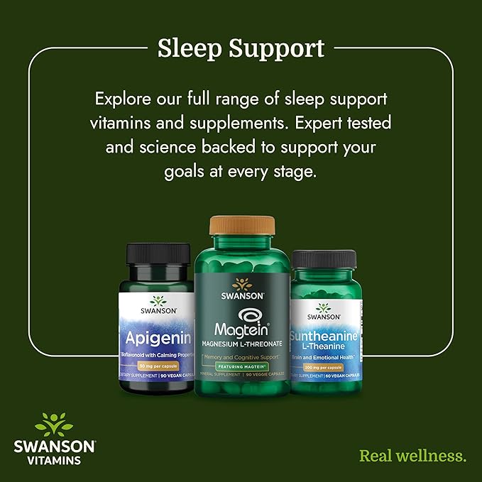 Swanson Apigenin Bioflavonoid Supplement for Adults Seeking Natural Sleep, Relaxation, and Stress Relief Support - 50 mg (90 Vegan Capsules)