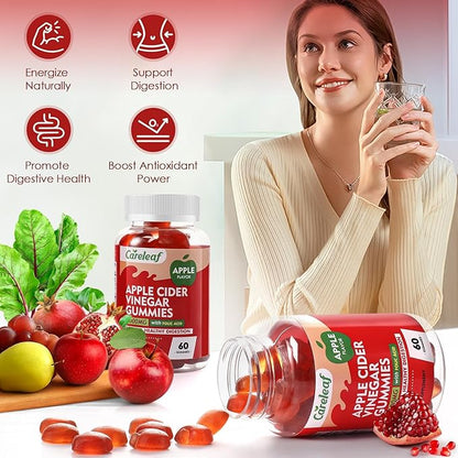 Apple Cider Vinegar Gummies, Metabolism Gummy with 1000mg AVC & Vitamin B6 Vitamin B12, ACV Gummies for Metabolism, Digestion, Detox, Gut & Immune Health, 60 Counts