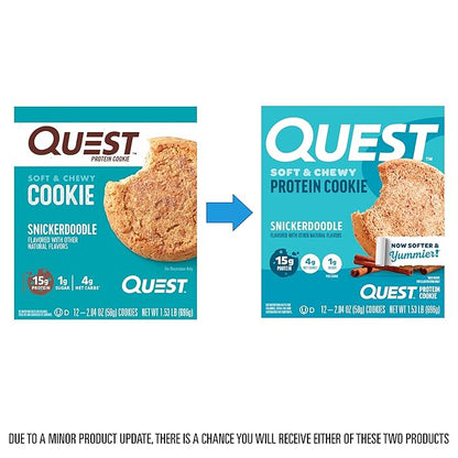 Quest Nutrition Snickerdoodle Protein Cookie,15g Protein,1g Sugar,4g Net Carbs,Keto Friendly,High-Protein,Low Carb;,12 Count (Pack of 2)
