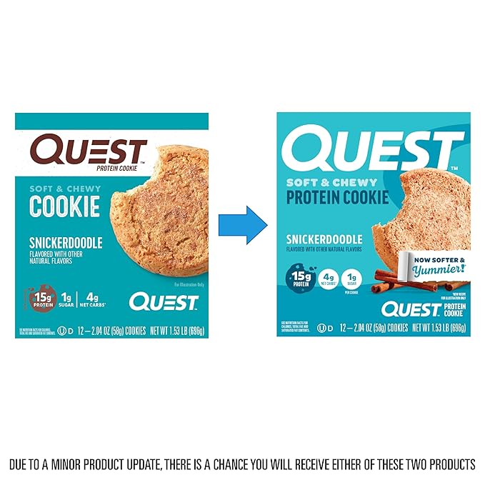 Quest Nutrition Snickerdoodle Protein Cookie, 15g Protein, 1g Sugar, 4g Net Carbs, Keto Friendly, High Protein, Low Carb; 12 Count