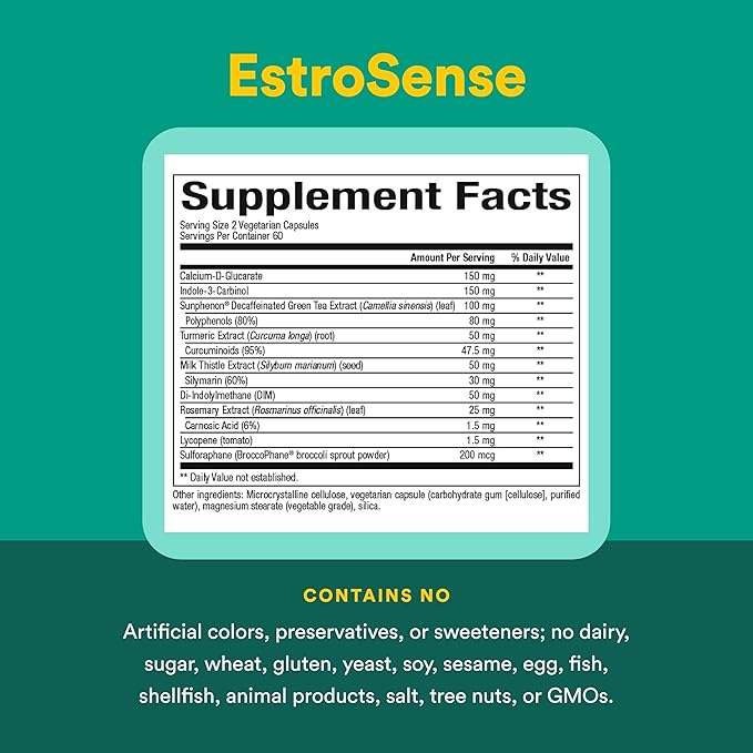 Natural Factors WomenSense EstroSense - Daily Hormonal Balance Support Supplement - Supports Healthy Menstruation & Menopause - Non-GMO Natural Supplement - 120 Vegetarian Capsules (60 Servings)