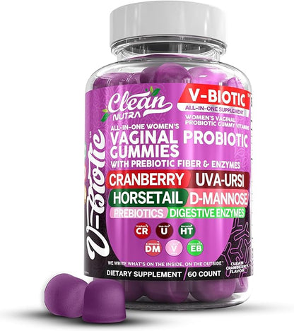 Vaginal Probiotic Gummies For Women | Prebiotics Cranberry D-Mannose Uva-Ursi Digestive Enzymes | Vaginal Health Supplement pH Balance to Promote Healthy Vaginal Odor & Flora Cranberries Gummy Vitamin