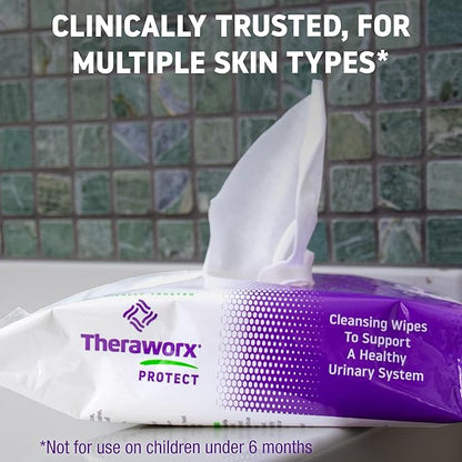 Theraworx Protect 60-Count Cleansing Wipes To Help Support A Healthy Urinary System