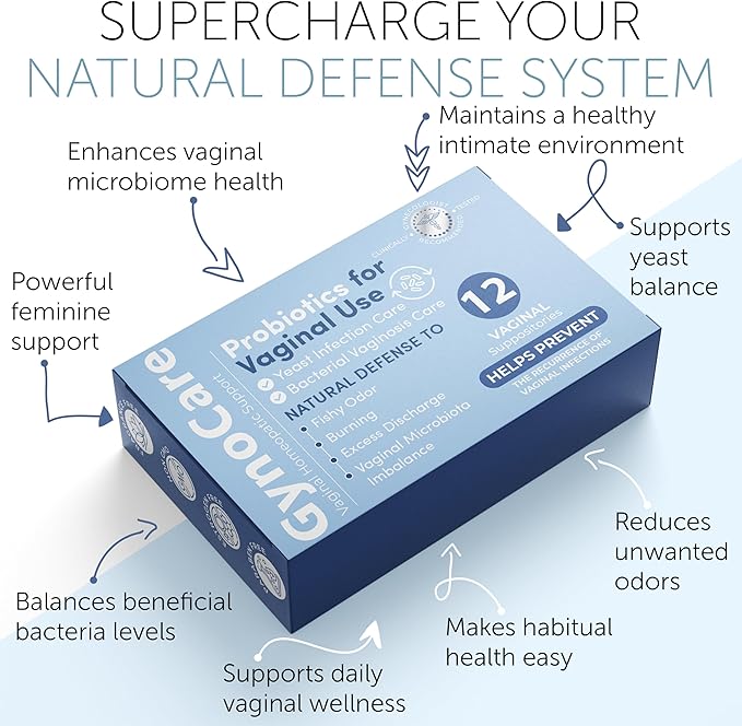 Vaginal Probiotics for Women | Boric Acid For Women | pH Balance for Women | Yeast Infection Care | Natural Defense Against Fishy Odor, Burning and Excess Discharge | 12 Vaginal Suppositories