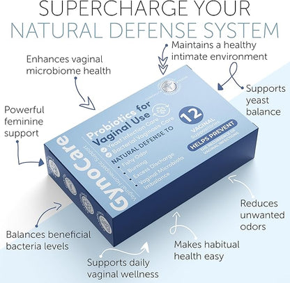 Vaginal Probiotics for Women | Boric Acid For Women | pH Balance for Women | Yeast Infection Care | Natural Defense Against Fishy Odor, Burning and Excess Discharge | 12 Vaginal Suppositories