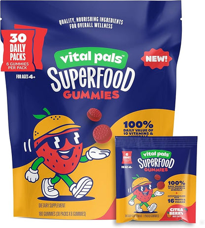 Citra-Berry Superfood Gummies for Kids – Kids Multivitamin Gummies with 16 Fruits & Vegetables, Fiber, Zinc & Iodine – Immune & Wellness Support, Fun and Great Tasting
