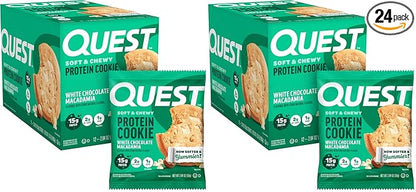 Quest Nutrition White Chocolate Macadamia Cookie, 15g Protein, 1g Sugar, 2g Net Carbs, Keto Friendly, High Protein, Low Carb; 12 Count (Pack of 2)