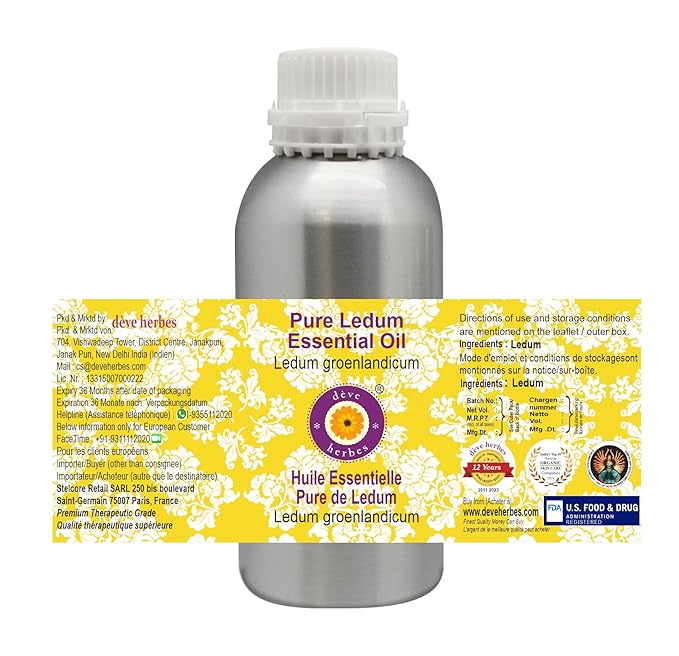 Deve Herbes Pure Ledum Essential Oil (Ledum groenlandicum) Natural Therapeutic Grade Steam Distilled 630ml (21 oz)