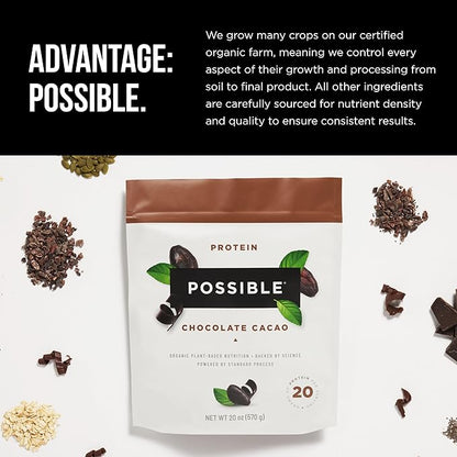 Protein Powder - Muscle Growth & Recovery Support - Plant-Based Protein - Essential Amino Acids & BCAAs - Vegan, Gluten-Free & USDA Organic - Chocolate, 1.25 Pound (Pack of 1)