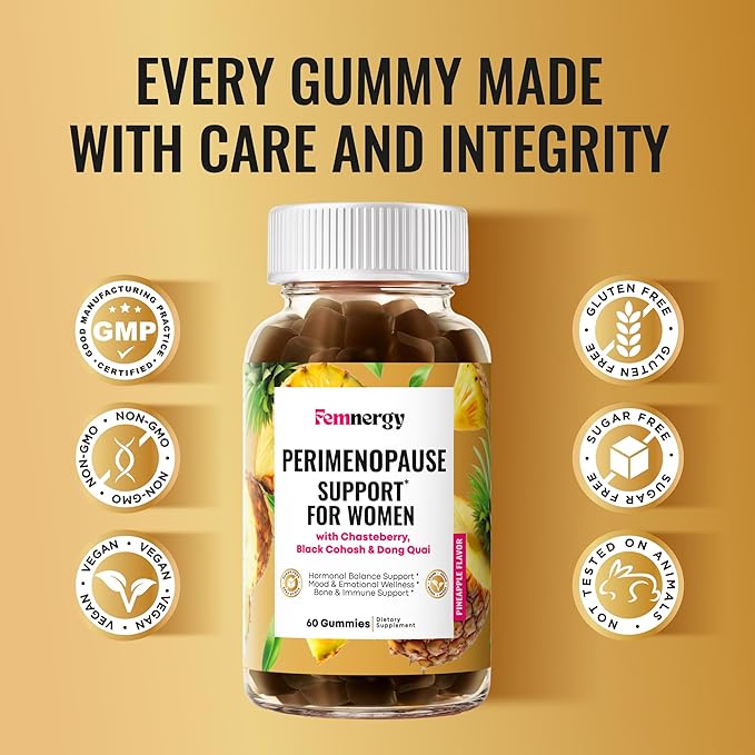 Perimenopause Support Gummies for Women - Menopause Relief Estrogen & Hormone Balance Supplement with Black Cohosh Chasteberry Vitamins D3 B6 for Hot Flashes Night Sweats & Mood Swings