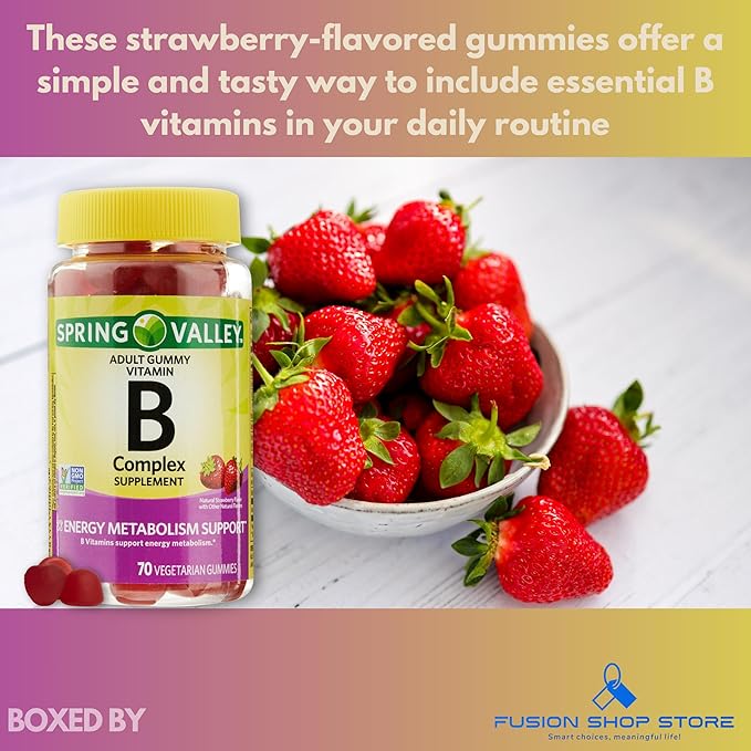 B Complex Gummies- Strawberry 70 Count (Pack of 1), Boxed by Fusion Shop Store