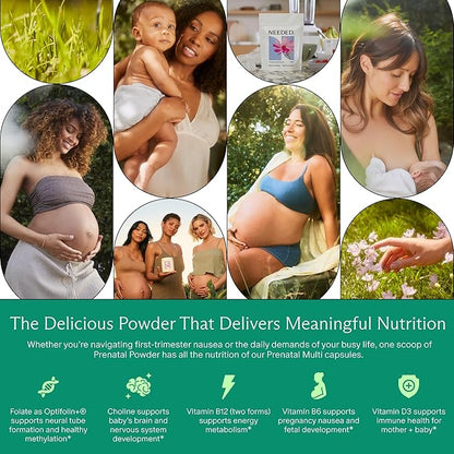 Needed. Prenatal Multivitamin Powder with Choline - for Prenatal, Pregnancy, Breastfeeding, Postpartum | Expertly-Formulated & Third-Party Tested | Vanilla Flavor, 30-Day Supply