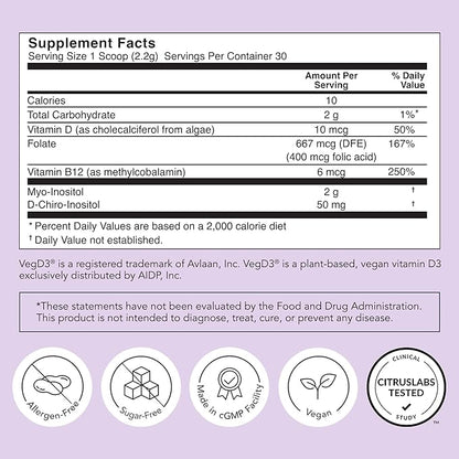 Rael Hormone Balance for Women, Inositol Powder Supplement - Vitamin B8, 40:1 Proven Ratio, Folic Acid for Ovarian Function (30 Servings)