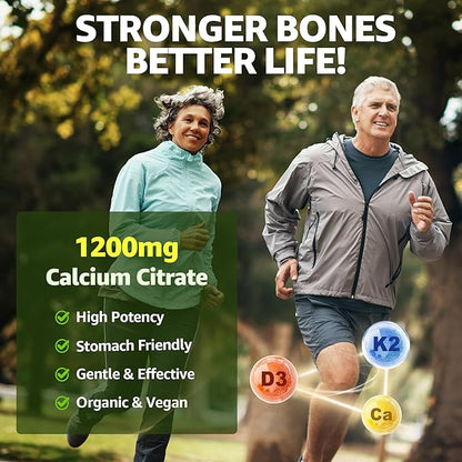 Calcium Citrate Gummies 1200mg with Vitamin D3 K2, Chewable Calcium Supplements for Women & Men, High Potency Support B0ne, Te*th, Strength & Immune Health, Mango Flavor, Non-GMO, Sugar Free, 60 Cts