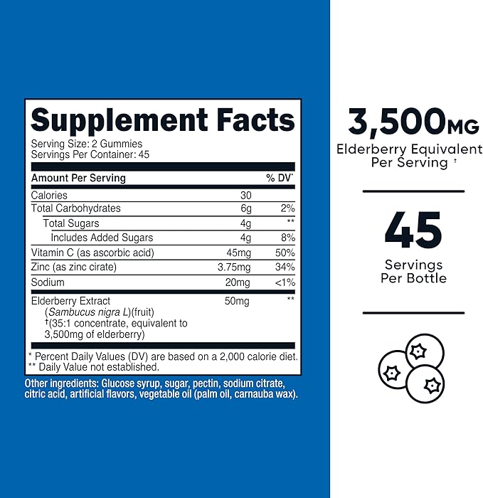 Nutricost Elderberry Extract Gummies 90 Gummies for 45 Servings Per Bottle - with Vitamin C & Zinc, Gluten Free