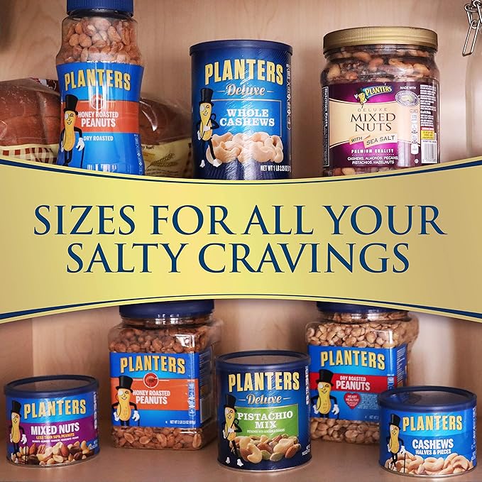 PLANTERS Deluxe Mixed Nuts with Sea Salt,27 oz Resealable Container - Variety Mixed Nuts Snacks with Cashews,Almonds,Pecans,Pistachios & Hazelnuts - Energy Boost - Kosher,(Pack of 2)