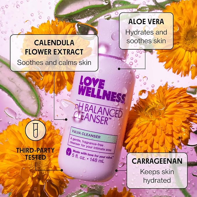 Love Wellness pH Balancing Cleanser | Feminine Vaginal Wash | Fragrance-Free | Vaginal Cleanser for Balanced pH, Intimate Health & Hygiene | Non-Irritating with Aloe Vera for Sensitive Skin | 5 Fl Oz