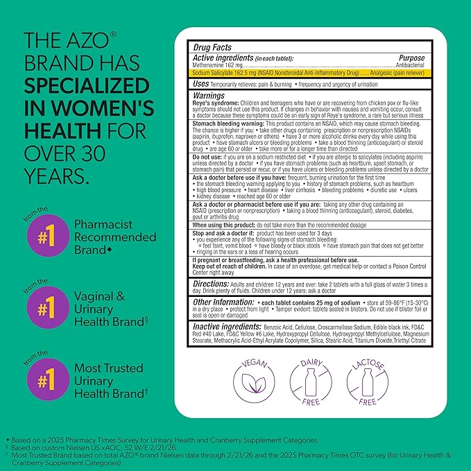 AZO Urinary Tract Defense Antibacterial Protection Helps Control a UTI Until You Can See a Doctor #1 Most Trusted Urinary Health Brand 48 Tablets