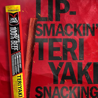 Jack Link's Beef Sticks, Teriyaki - Protein Snack, Meat Stick with 5g of Protein, Beef Jerky Snack Sticks Made with 100% Meat, Keto Friendly, Individually Wrapped - 0.92 Oz. (20 Count)