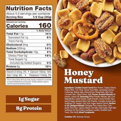 Catalina Crunch Protein Snack Mix - 8g Protein, 1g Sugar per Serving - Good Source of Fiber, Keto, Gluten Free - Honey Mustard, 5.25 Ounce Bag (Pack of 4)