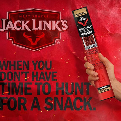 Jack Link's Beef Steak, Original - Protein Snacks, Beef Jerky Meat Snack with 23g of Protein, Made with 100% Beef, Individually Wrapped Bulk Snack Pack, Keto Friendly - 2 Oz. (12 Count)