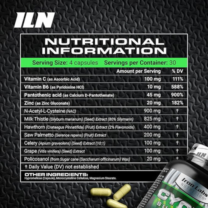 Iron Labs Nutrition: Cycle Support Plus NAC (N-Acetyl-L-Cysteine) - On Cycle Support Supplements for Men - N Acetyl L Cysteine and Milk Thistle (120 Capsules)