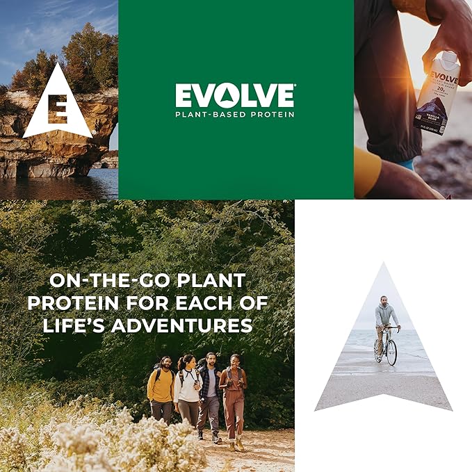 Evolve Plant Based Protein Shake,Vanilla Bean,20g Vegan Protein,Dairy Free,No Artificial Sweeteners,Non-GMO,10g Fiber,11 Fl Oz (Formula May Vary),(Pack of 24)