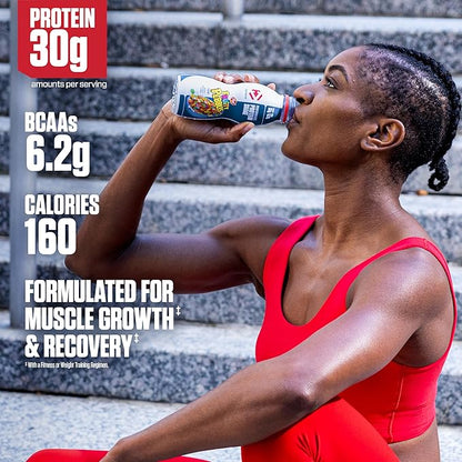 Dymatize Performance Protein Shake, Fruity Pebbles, 30g Protein, 6.1g BCAA for Muscle Recovery, No Added Sugar, Low Fat, 24 Vitamins & Minerals, Gluten-Free, Ready to Drink, On-the-Go Snack, 11.5 fl oz, 15 pack