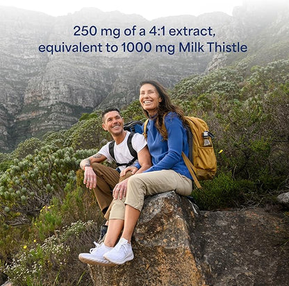 Puritan's Pride Milk Thistle Silymarin 4:1 Concentration Extract 250 mg (1000 mg Equivalent), Dietary Supplement for Traditional Liver Support, 6 Month Supply, 180 Count