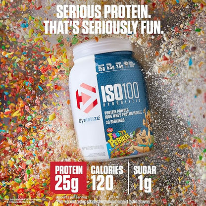 Bundle of Dymatize Performance Protein Shake, Fruity Pebbles (12 pack) + ISO100 Whey Protein Powder Isolate, Fruity Pebbles (20 Servings)