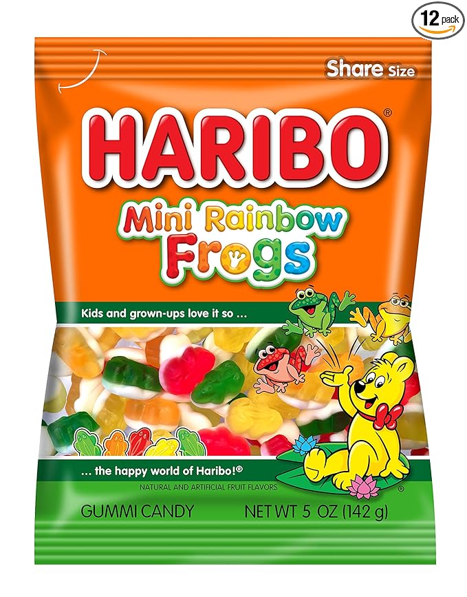 HARIBO Gummi Candy, Mini Rainbow Frogs, 5 oz. Bag (Pack of 12)
