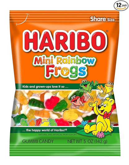HARIBO Gummi Candy, Mini Rainbow Frogs, 5 oz. Bag (Pack of 12)
