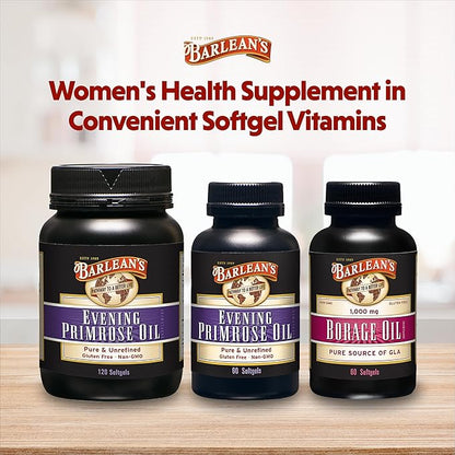 Barlean's Evening Primrose Oil Softgels with Gamma-Linolenic Acid (GLA) - Non-GMO, Gluten-Free - 60-Softgels