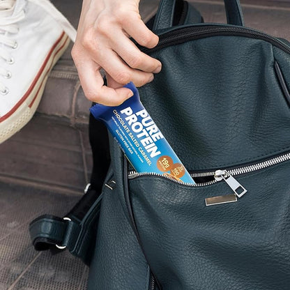 Pure Protein Chocolate Salted Caramel Protein Bars – 20g Protein, 3g Sugar, 190 Calories (12 count) Low Sugar* High Protein Snack - Gluten Free - Perfect for a Healthy Snack