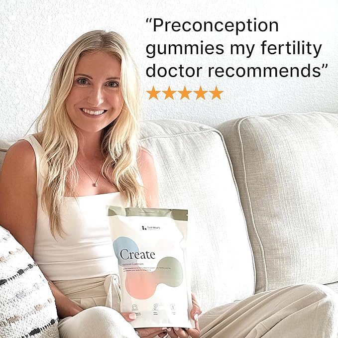 Create for Women | Doctor Formulated Fertility Gummy | 600mg CoQ10 + 27mg Iron + 1200mcg Folic Acid | Preconception & Egg Quality Support | Vegan & No Added Sugar (28 Day Supply)