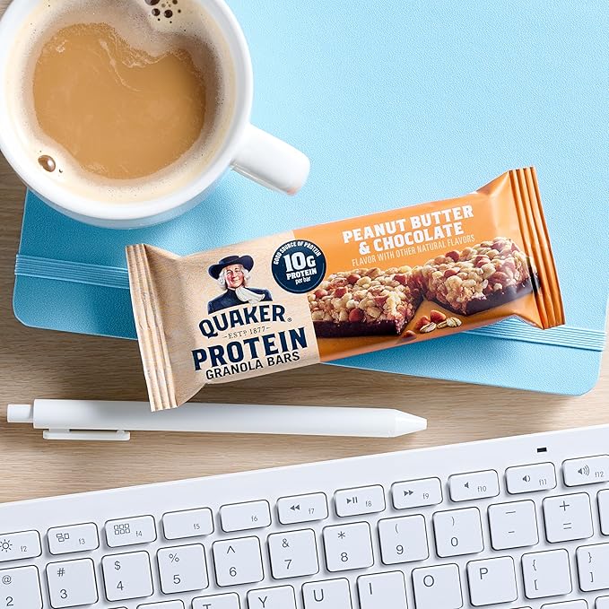 Quaker Protein Granola Bars, 2 Flavor Variety Pack, 10g Protein, 1.41 oz Bars, 20ct