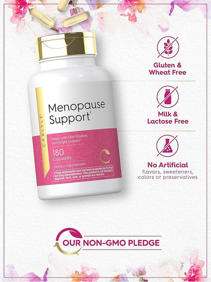 Carlyle Menopause Supplement for Women | 180 Capsules | Helps with Hot Flashes and Night Sweats | Non-GMO, Gluten Free Menopause Support