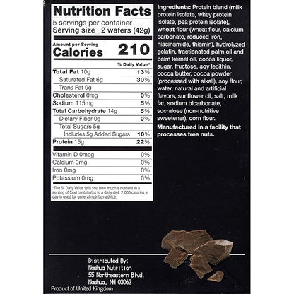 Proti-Thin High Protein Chocolate Wafer Squares, 15g Protein, Low Calorie, Low Sugar, Aspartame Free, Diet Wafer Bars, Healthy Snack, 2 Wafers per Serving, 5 Count Box