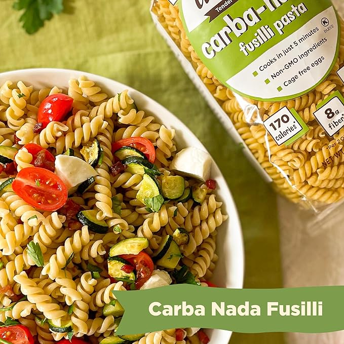 Al Dente Carba-Nada Fusilli - Low Carb, High Protein - Keto & Point-Based Diet-Friendly, Artisanal Pasta Noodles, Cage-Free Eggs & Non-GMO Ingredients. 12oz Bags (Pack of 6)