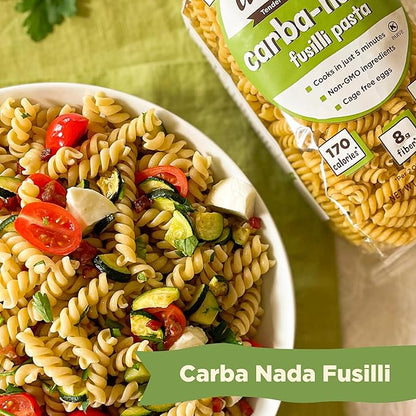 Al Dente Carba-Nada Fusilli - Low Carb, High Protein - Keto & Point-Based Diet-Friendly, Artisanal Pasta Noodles, Cage-Free Eggs & Non-GMO Ingredients. 12oz Bags (Pack of 6)