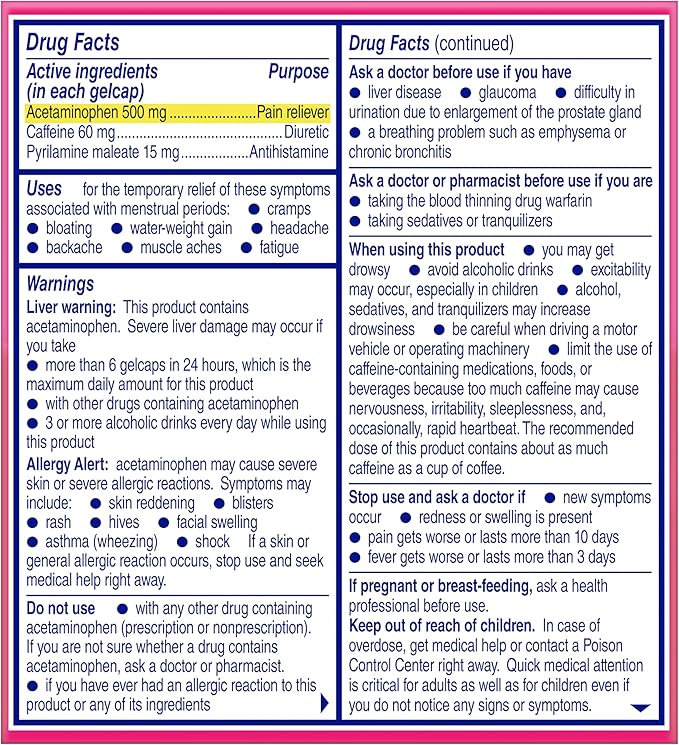 Midol Complete Gelcaps 24ct: Midol Complete Menstrual Pain Relief Gelcaps with Acetaminophen for Menstrual Symptom, PMS Relief, and Period Cramp Relief - 24 Count (Packaging May Vary)