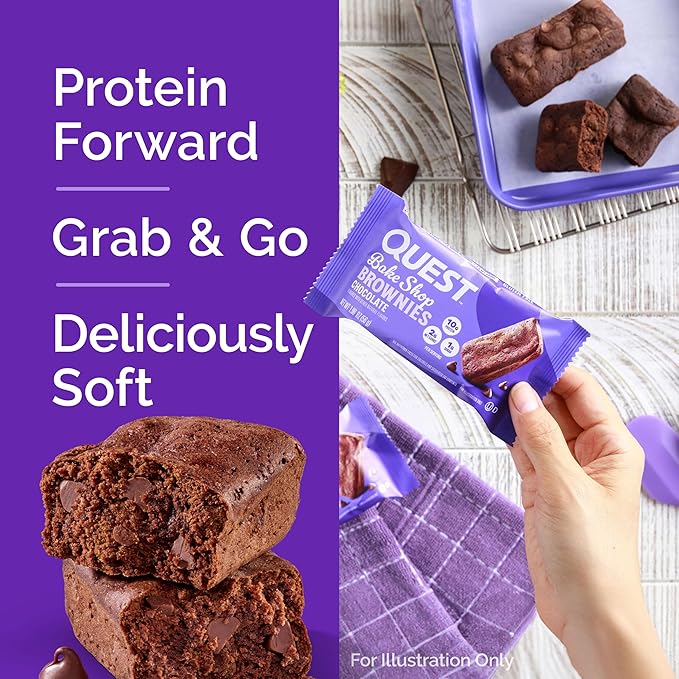 Quest Nutrition Bake Shop, Chocolate Brownies, 10g Protein, 2g Net Carbs, 1g Sugar, 4 Count