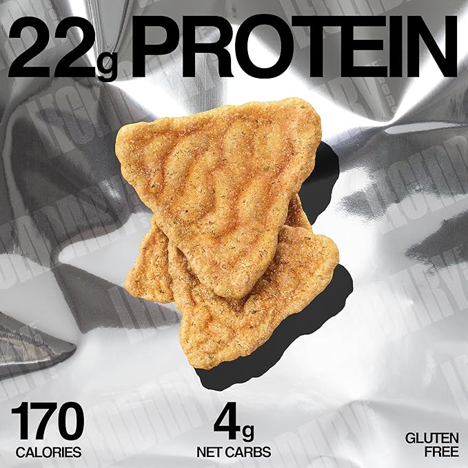 Legendary Foods Zesty Ranch Protein Chips – Popped Tortilla Style – 22g High Protein, 4g Net Carbs, Low Sugar, Gluten Free, Keto Snack Packs – 10 Count – Healthy Crunchy Chips